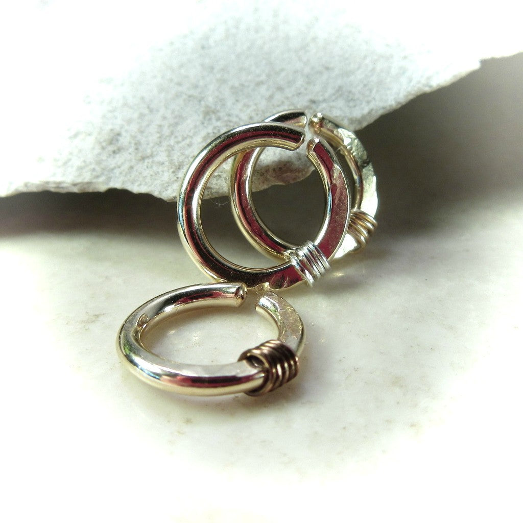 Hammered & Wrapped Gold Septum Ring 16 Gauge Choose Your Diameter