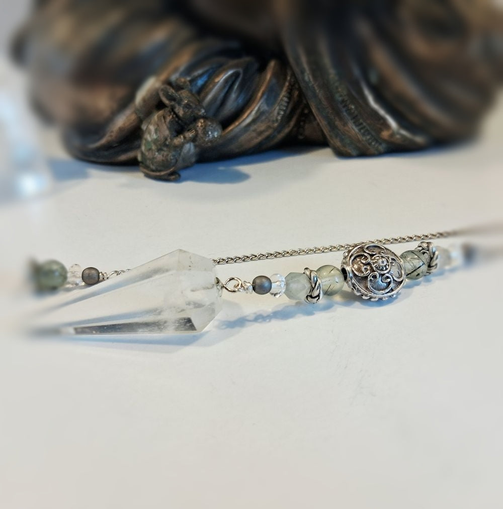 Pendulum Quartz & Prehnite Sterling Silver