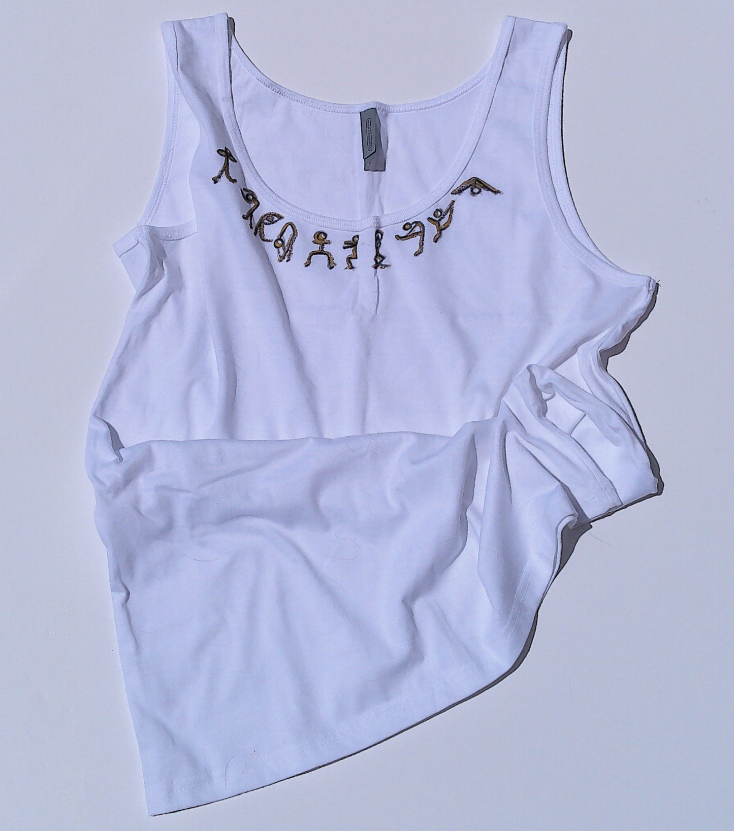 standing yoga poses tank top in white on white background