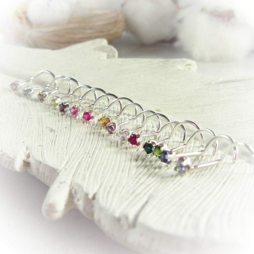 Nose Stud Birthstone 2mm Faceted Gemstone Choose Your Style and Metal