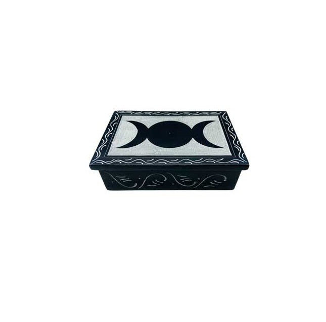 Triple Moon Soapstone Box 4x6