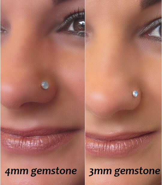 Nose Stud 3mm Gemstone 14k Gold Choose Your Style and Metal