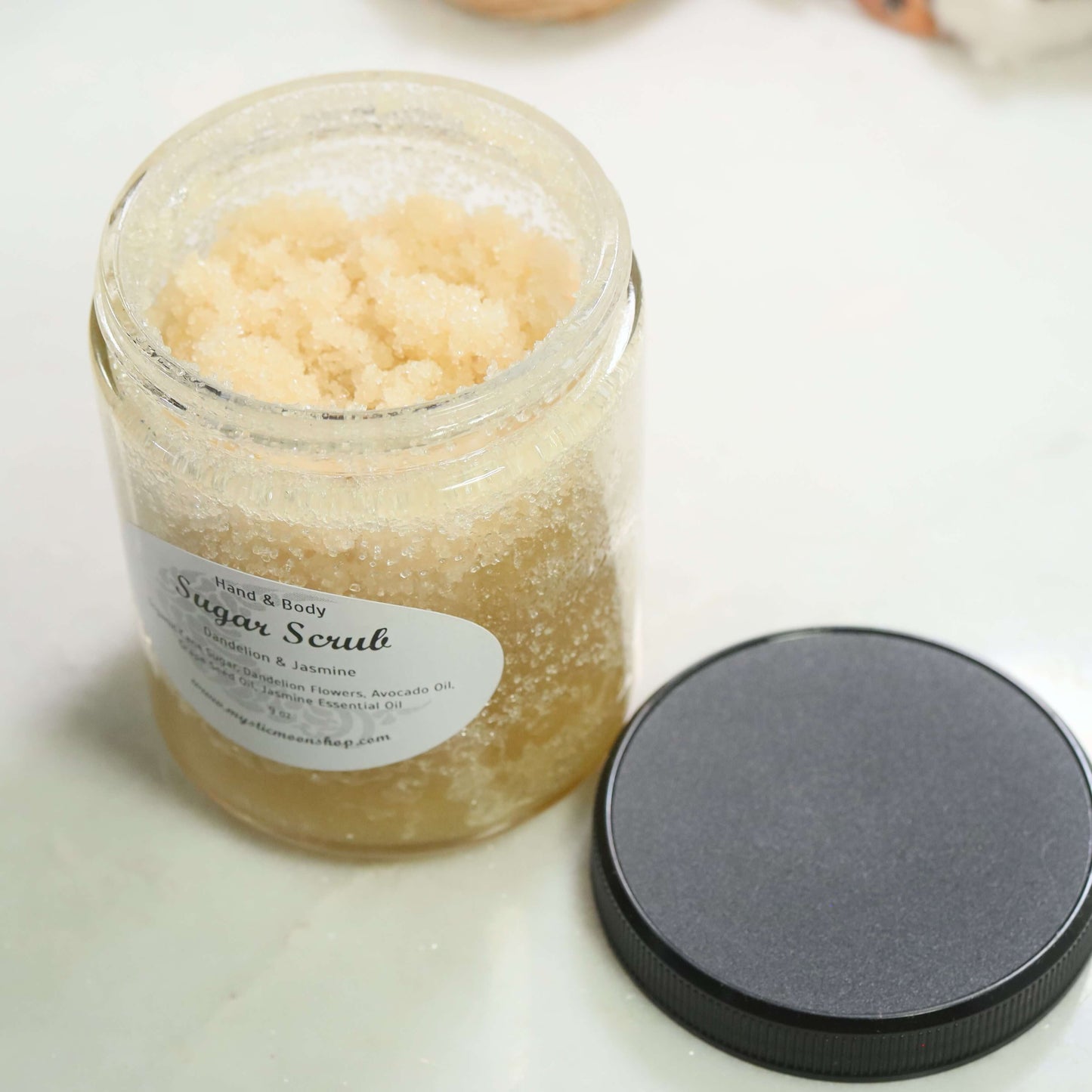 Sugar scrub open jar