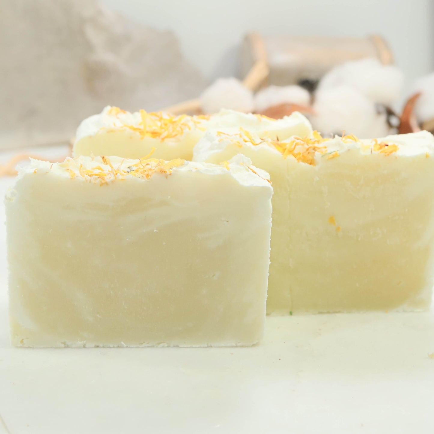 calendula soap bars side view
