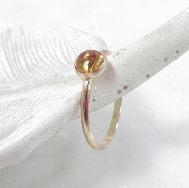 amber gemstone ring top view