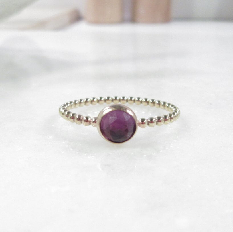 gold amethyst ring bead band