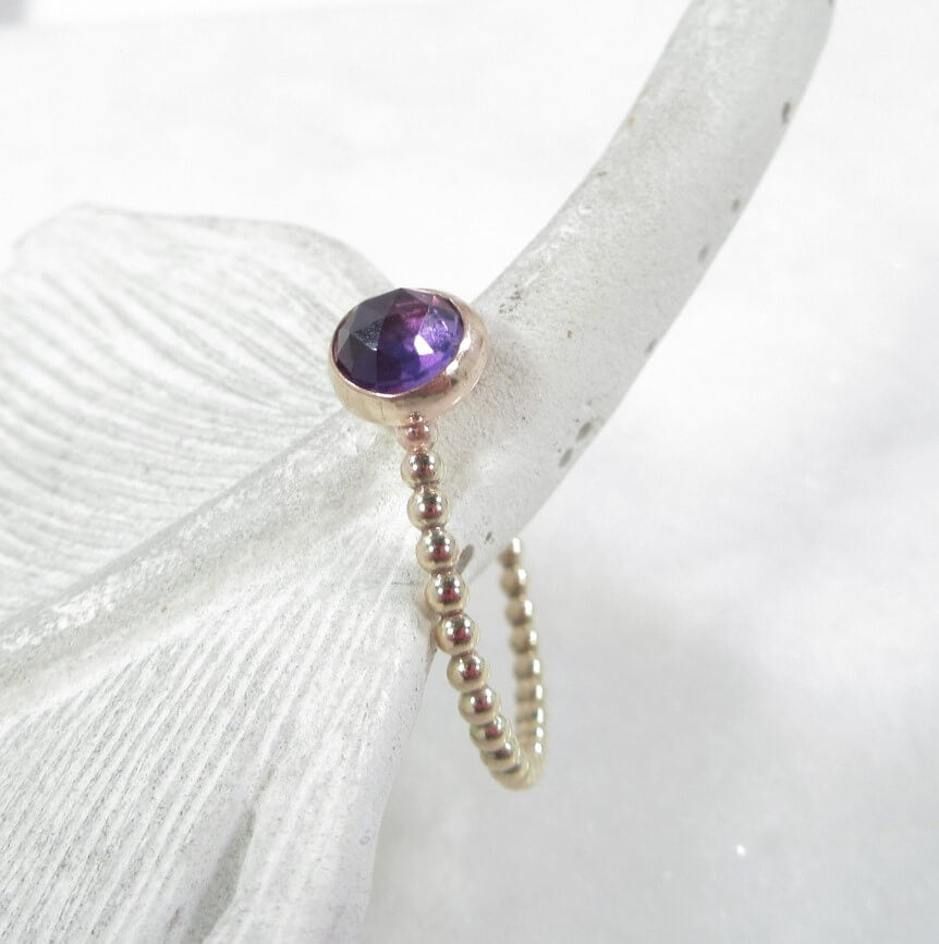 top view amethyst bead ring