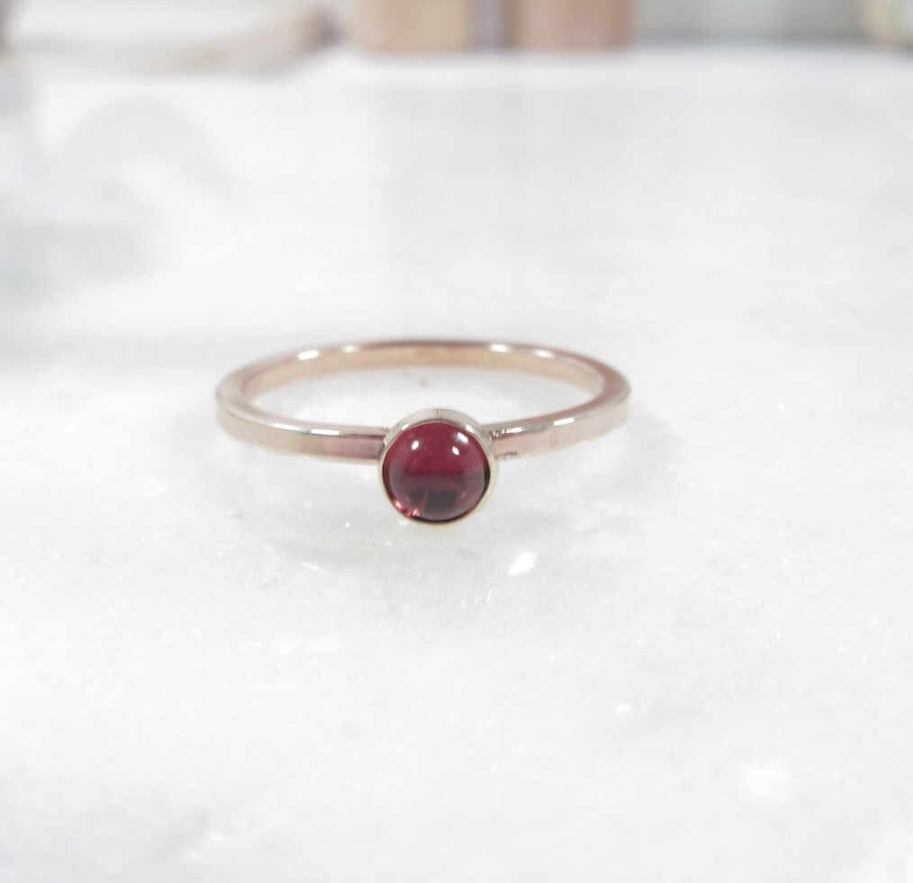 gold garnet square ring 