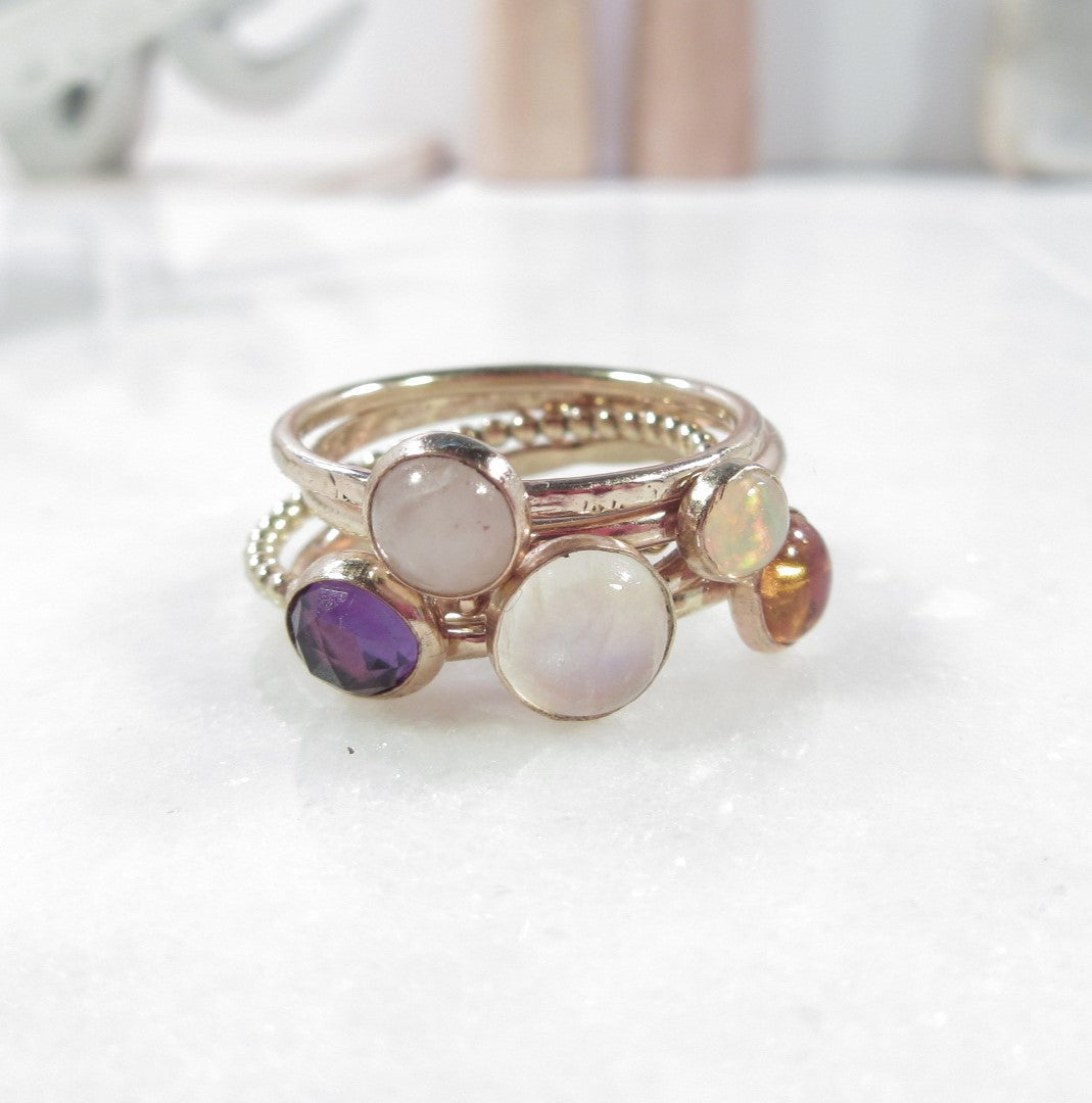 gemstone stacking rings