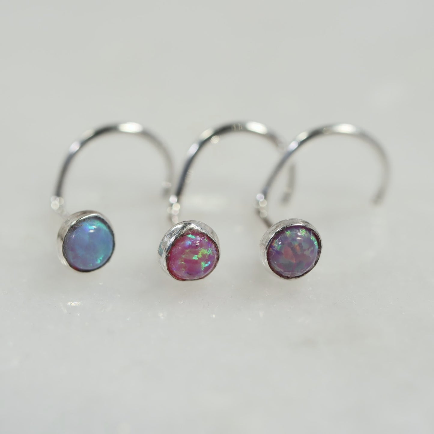 Nose Stud 3mm Fire Opal Choose Your Style and Metal