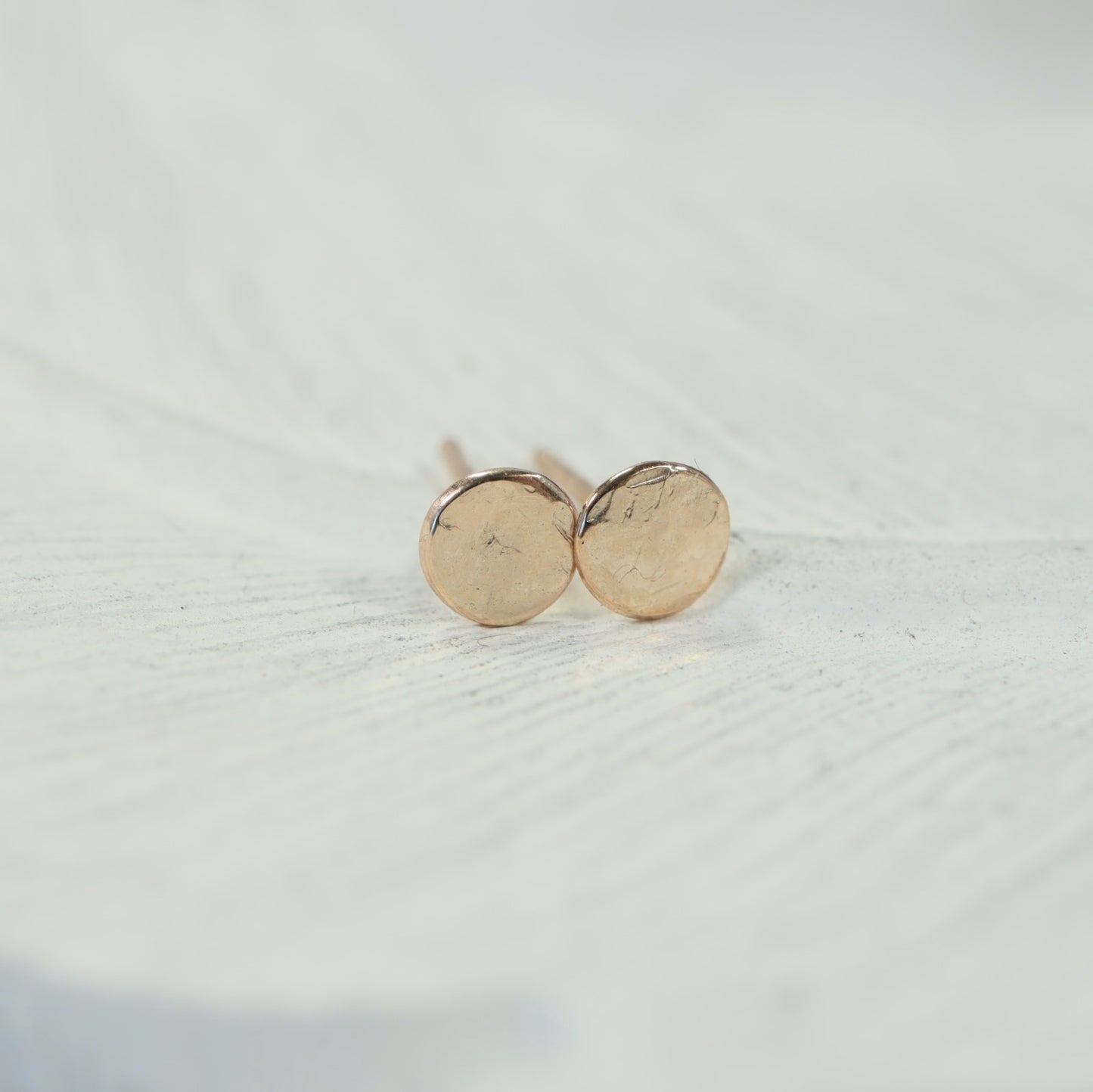 gold hammered post earring dots