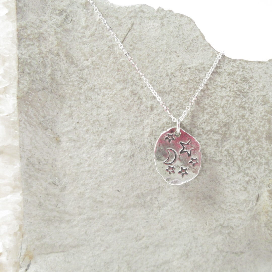 Nugget Necklace Moon & Multi Star