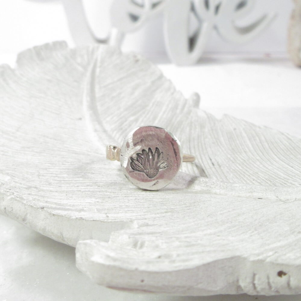 Nugget Stacking Ring Echinacea Ring- Mixed Metals Choose Your Band