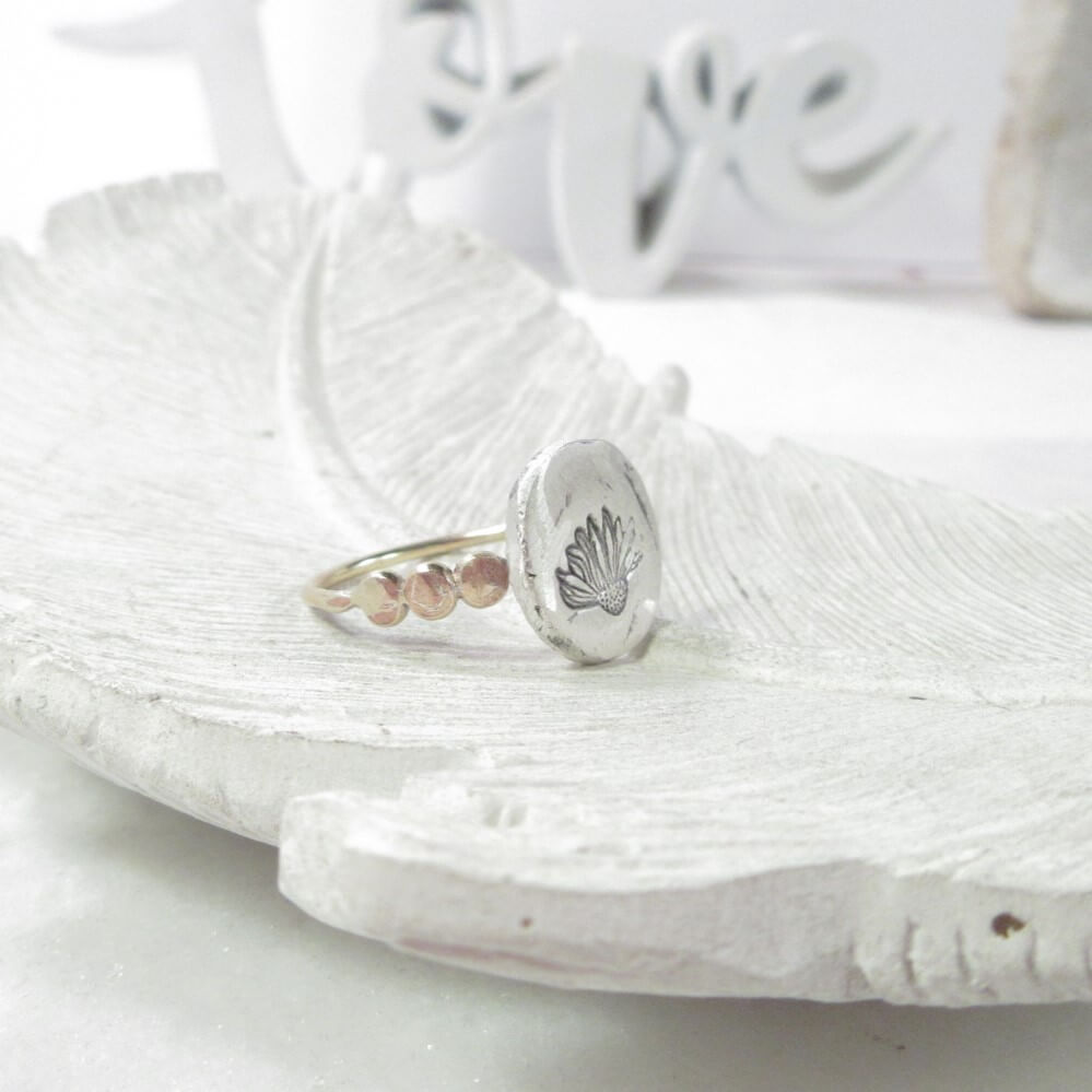 Nugget Stacking Ring Echinacea Ring- Mixed Metals Choose Your Band