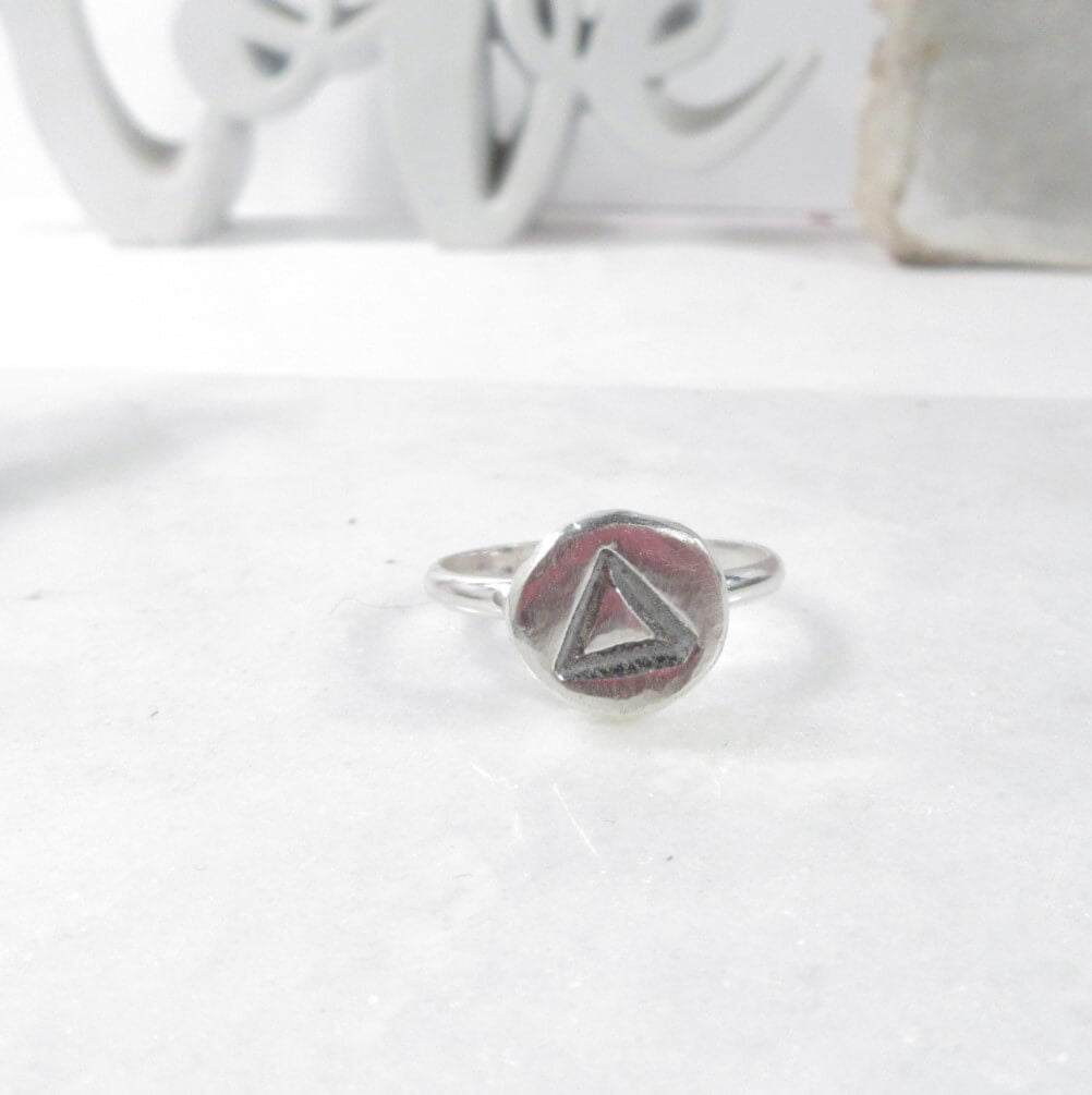 Nugget Ring Water & Fire Element Symbol - Mixed Metals Choose Your Band Color