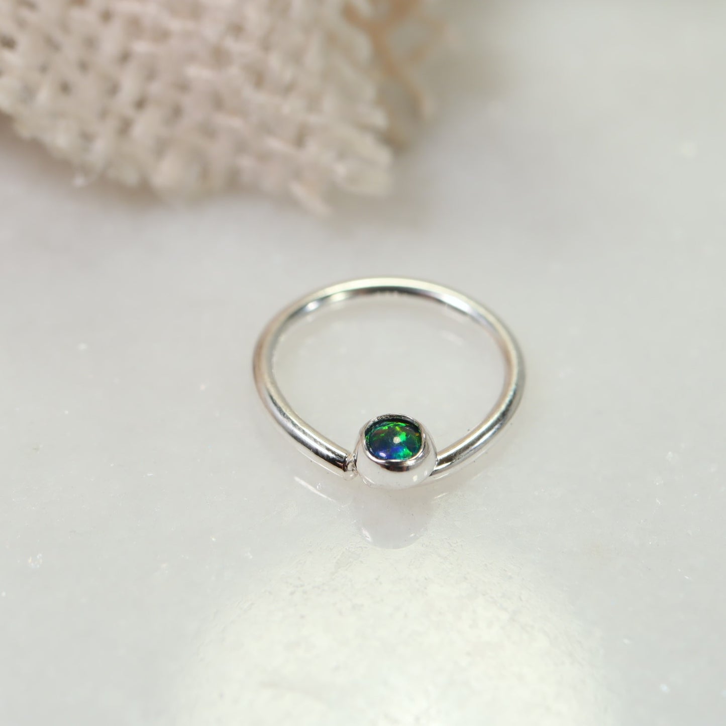 Septum Ring with 3mm Gemstone SINGLE - 16 Gauge, Choose Your Diameter and Metal
