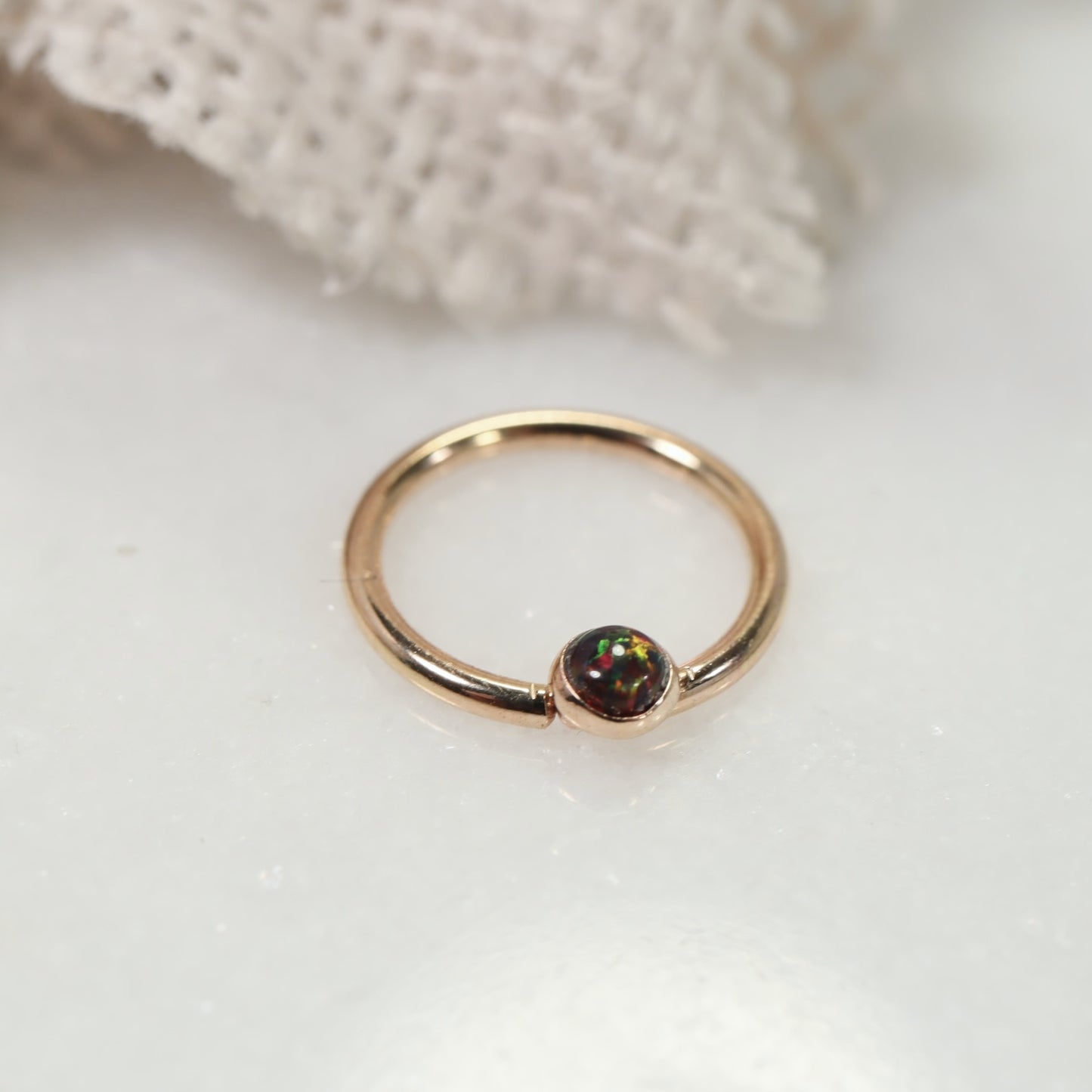 Septum Ring with 3mm Gemstone SINGLE - 16 Gauge, Choose Your Diameter and Metal