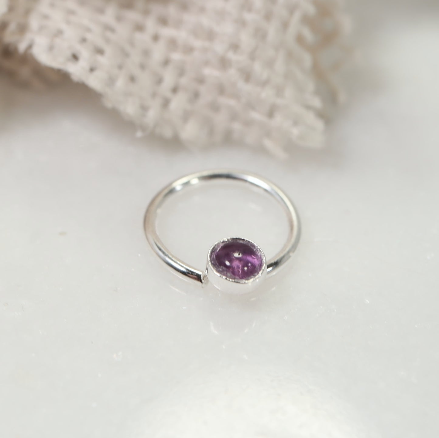 Septum Ring with 3mm Gemstone SINGLE - 14 Gauge, Choose Your Diameter and Metal (Copy)