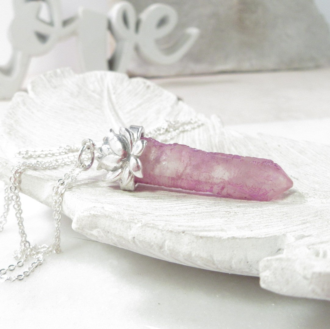 lotus crystal point necklace