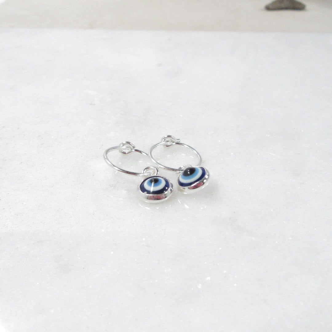 Tiny Hoop Dangles Evil Eye Protection