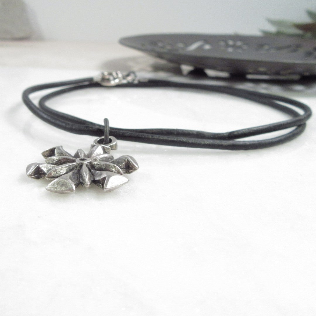 Metal Symbol Necklace on Leather