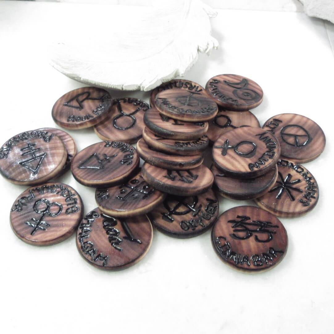 Alchemy engraved symbols on a white background