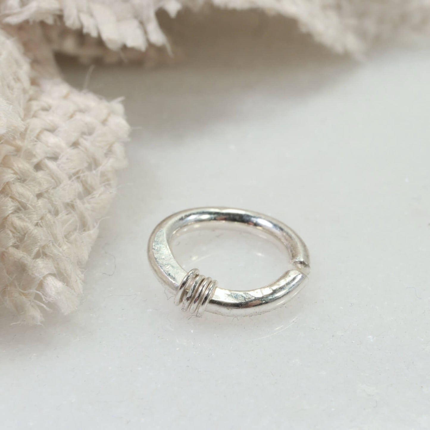 Hammered & Wrapped Septum Ring 16 Gauge Choose Your Metal & Diameter
