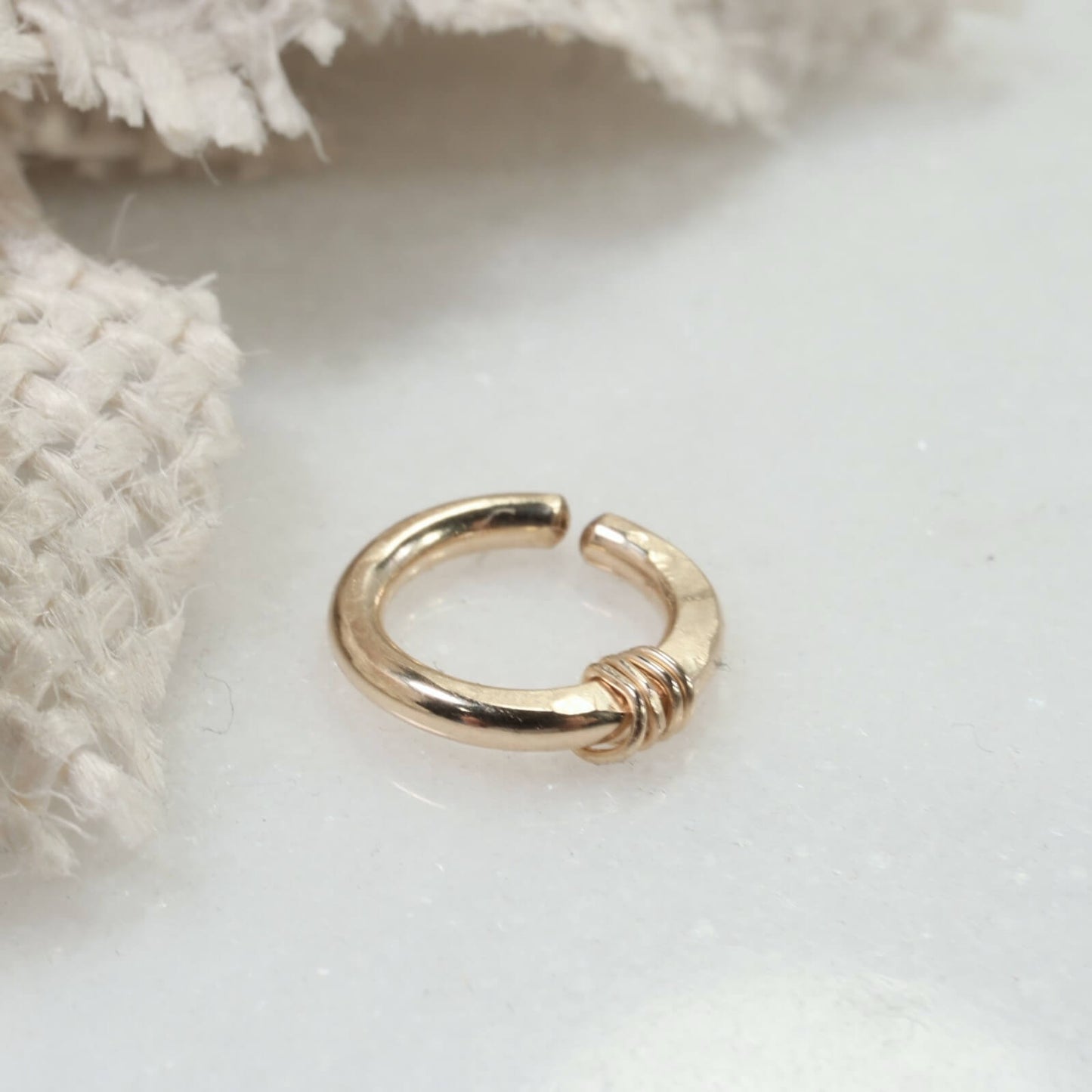 Hammered & Wrapped Septum Ring 16 Gauge Choose Your Metal & Diameter