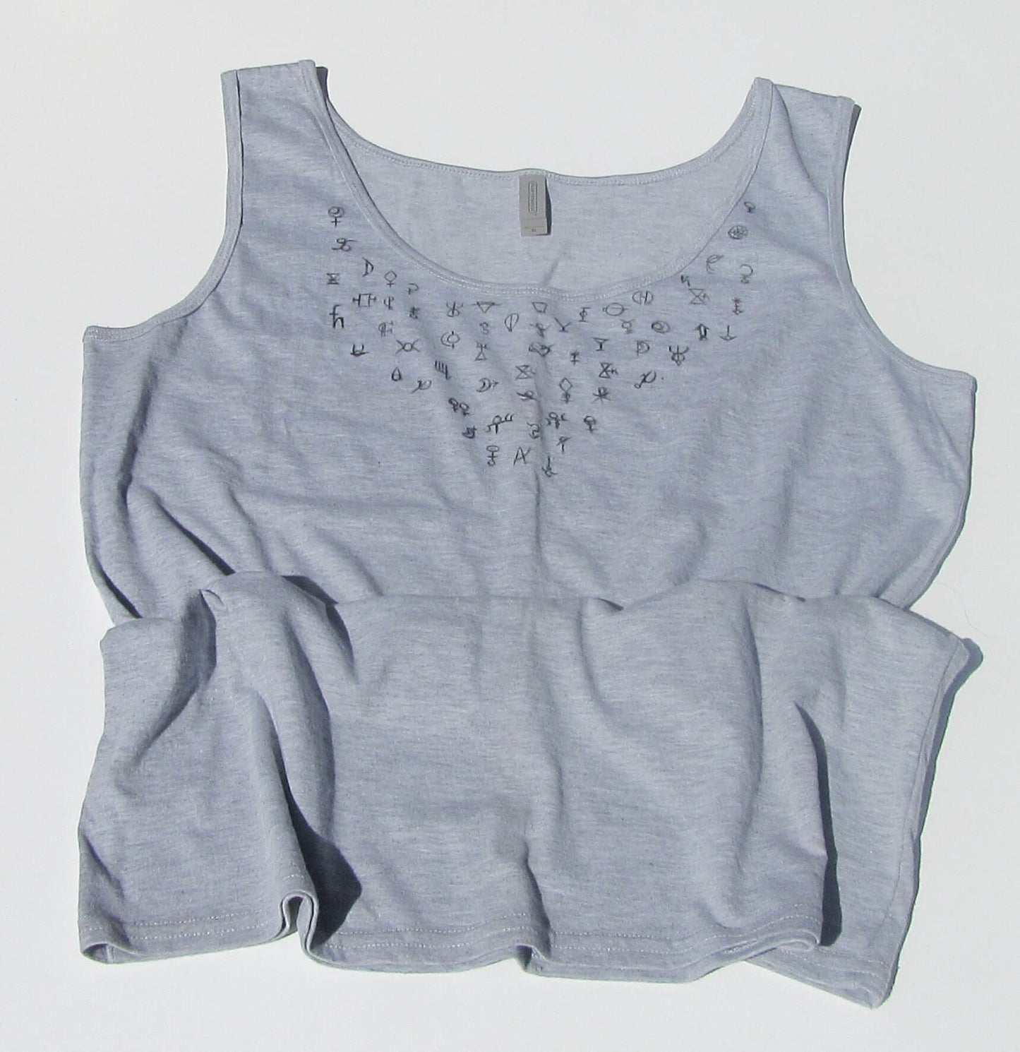 astrology asteroids on grey tank top and white background