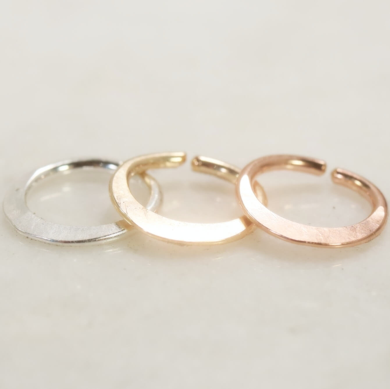Hammered Septum Ring 16 Gauge Choose Your Metal & Diameter