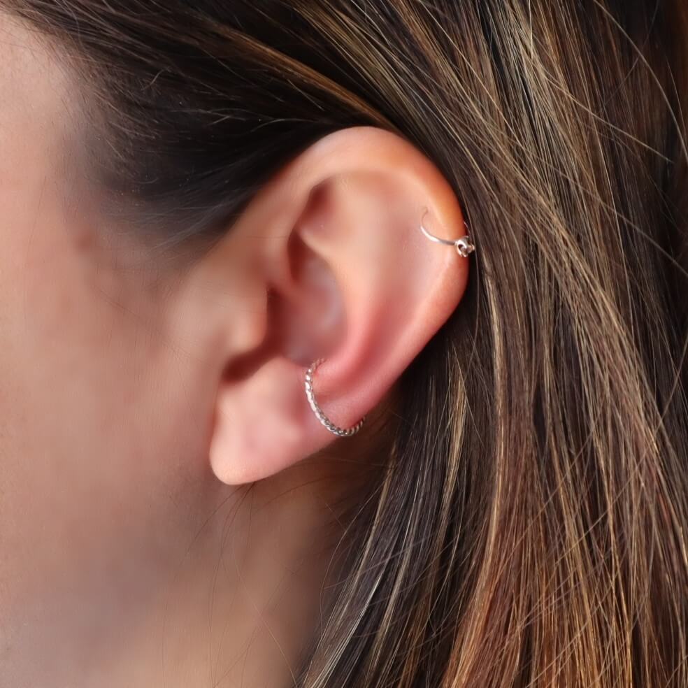 Ear Cuff Dot Twist - No Pierce, Choose Your Size, Choose Your Metal, Men & Women