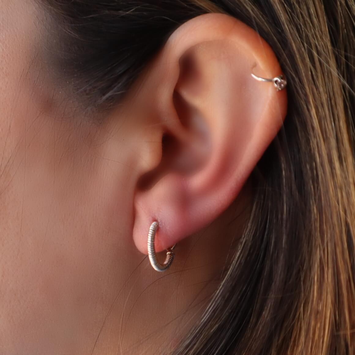 wrapped hoop earring on a model