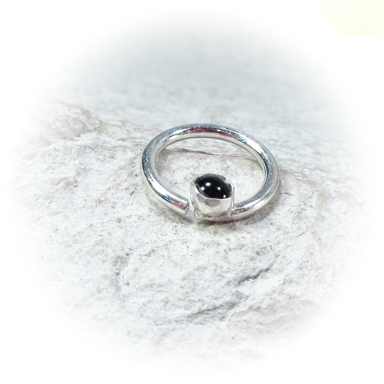 Septum Ring with 3mm Gemstone SINGLE - 14 Gauge, Choose Your Diameter and Metal (Copy)