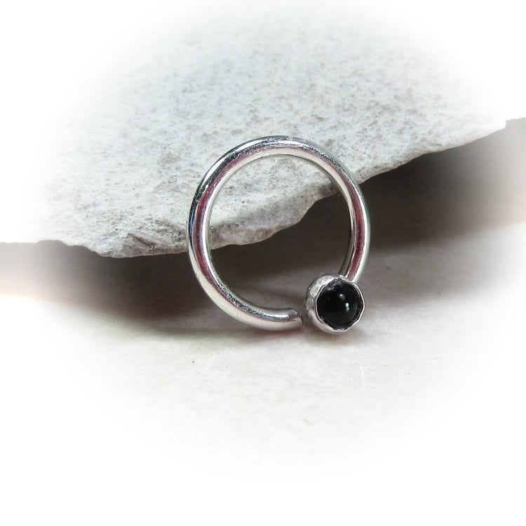 Septum Ring with 3mm Gemstone SINGLE - 14 Gauge, Choose Your Diameter and Metal (Copy)