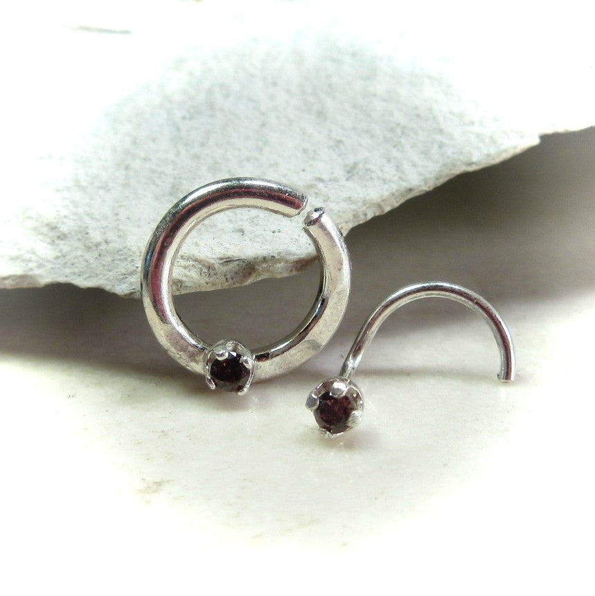 Birthstone Septum Ring 16 Gauge Choose Your Stone, Metal & Diameter