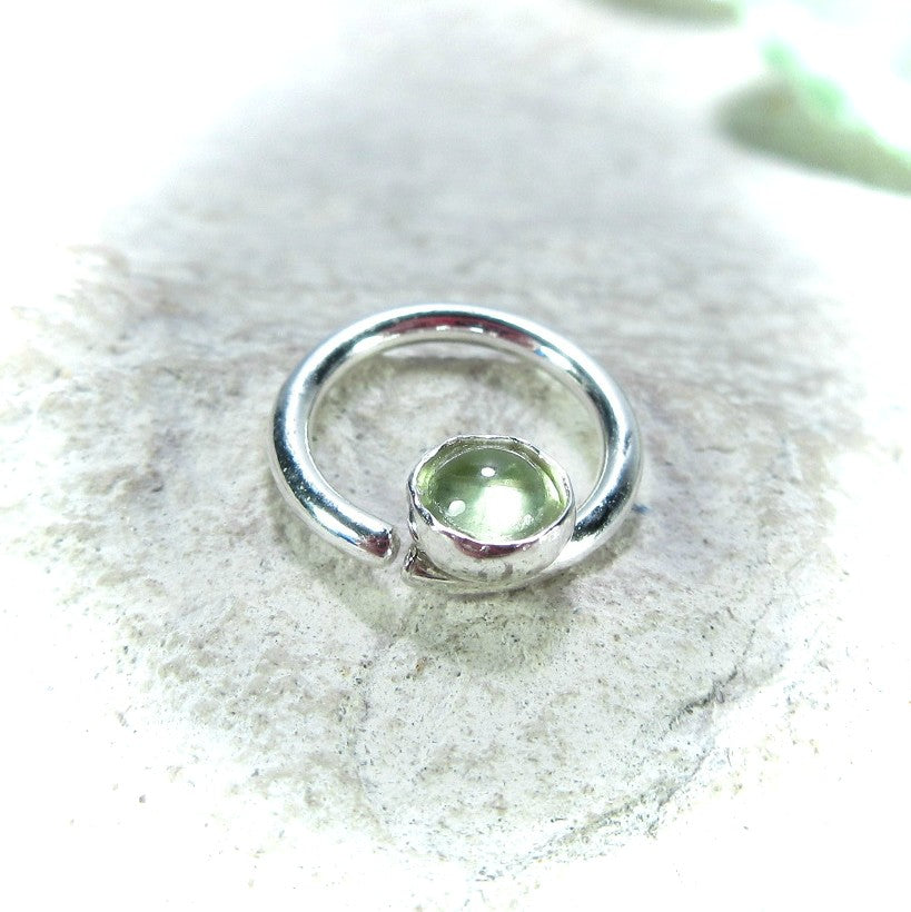 Septum Ring with 4mm Gemstone SINGLE - 14 Gauge, Choose Your Diameter and Metal