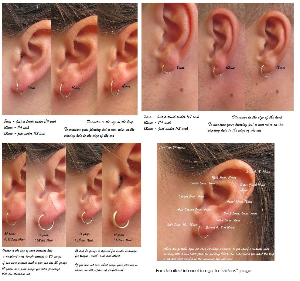 Tiny Hoop Earrings Size Chart