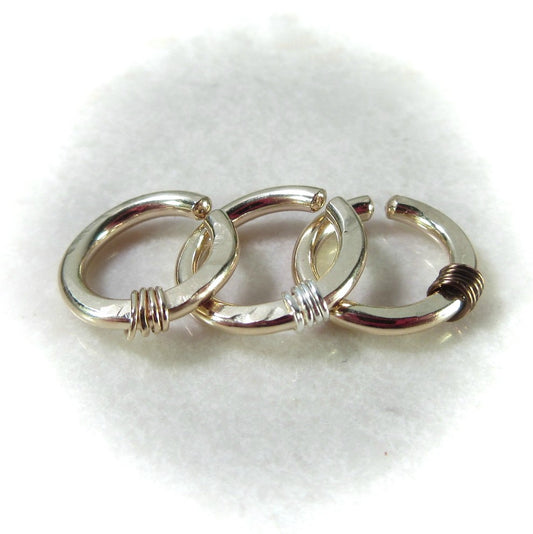Hammered & Wrapped Gold Septum Ring 16 Gauge Choose Your Diameter