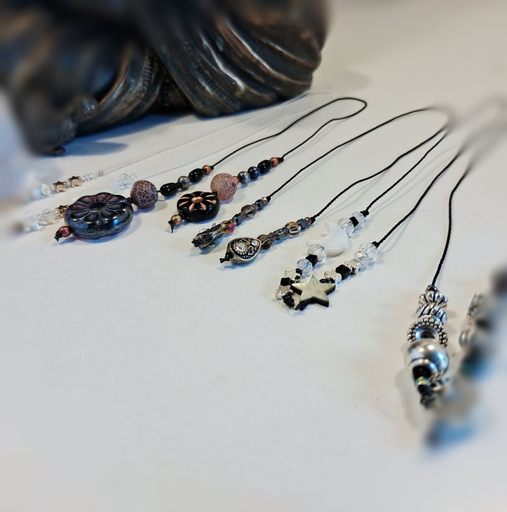 boho bookmarks on a white background with a blurred edge 