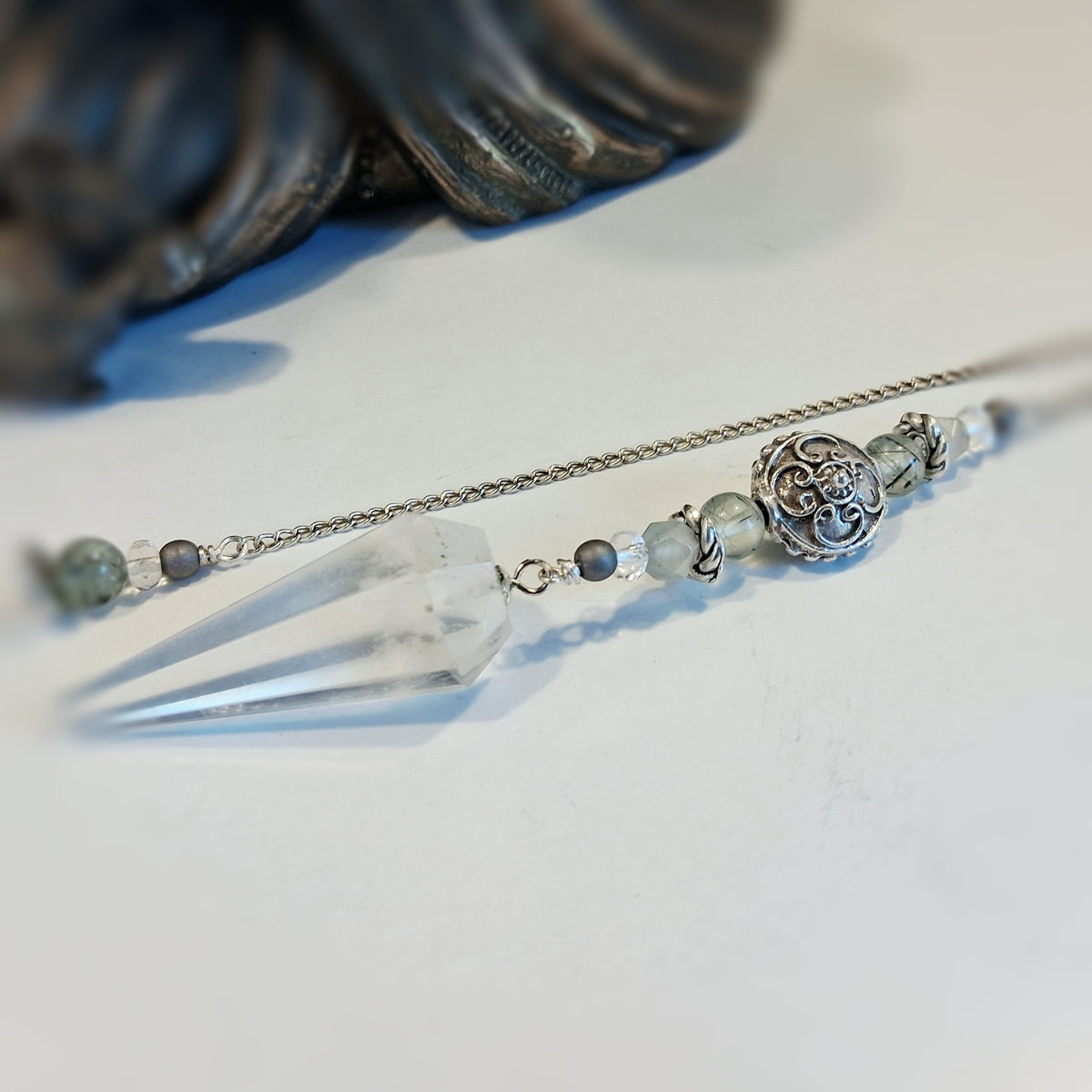 Pendulum Quartz & Prehnite Sterling Silver