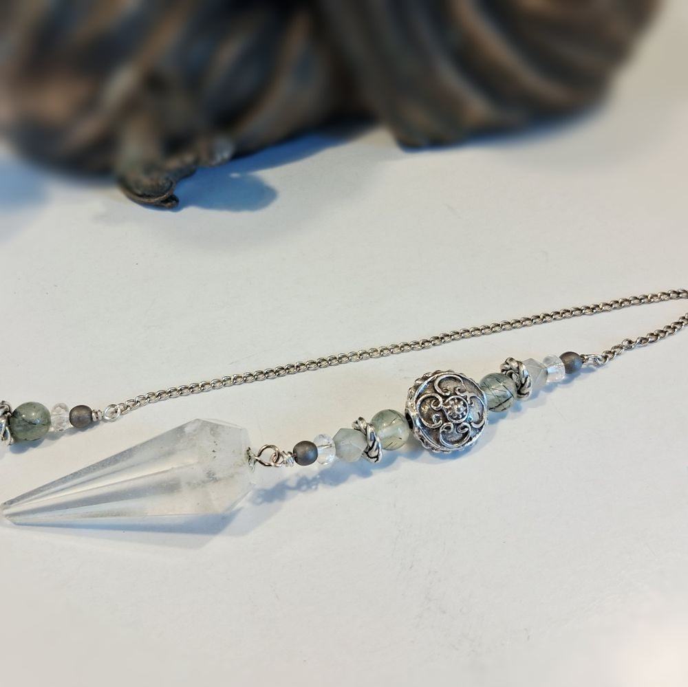 Pendulum Quartz & Prehnite Sterling Silver