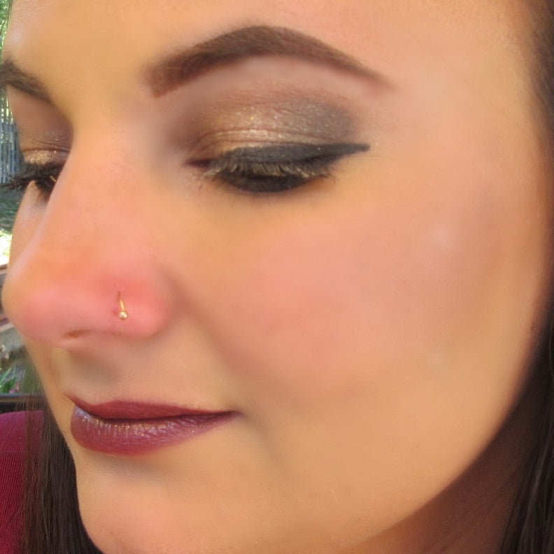 super thin ball nose ring on model