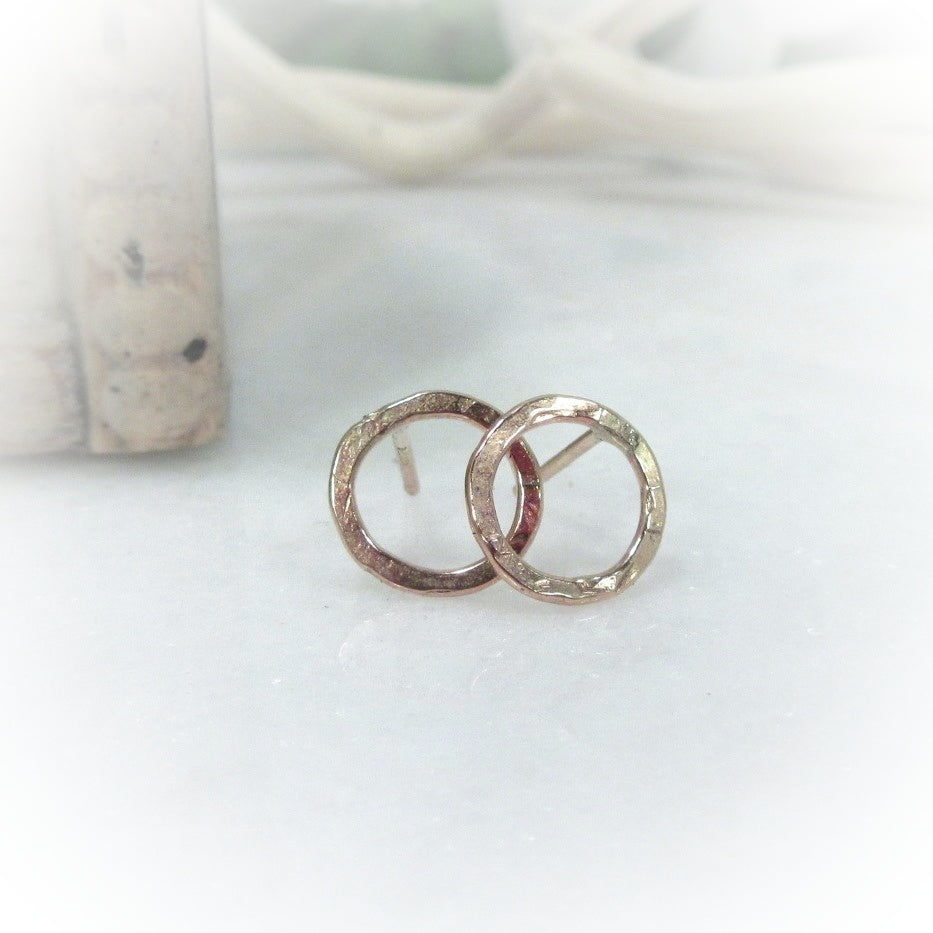 hammered circle post earrings