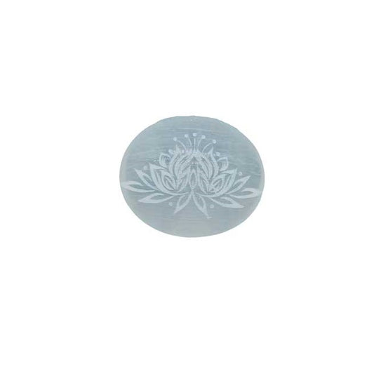 selenite lotus palm stone