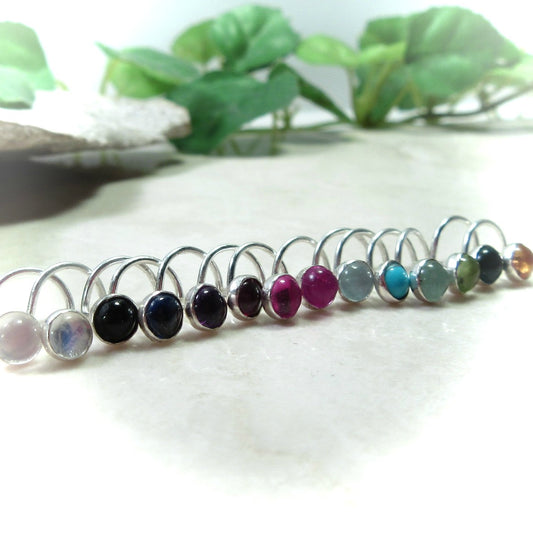 Nose Stud 4mm Gemstone 14k Gold Choose Your Style and Metal