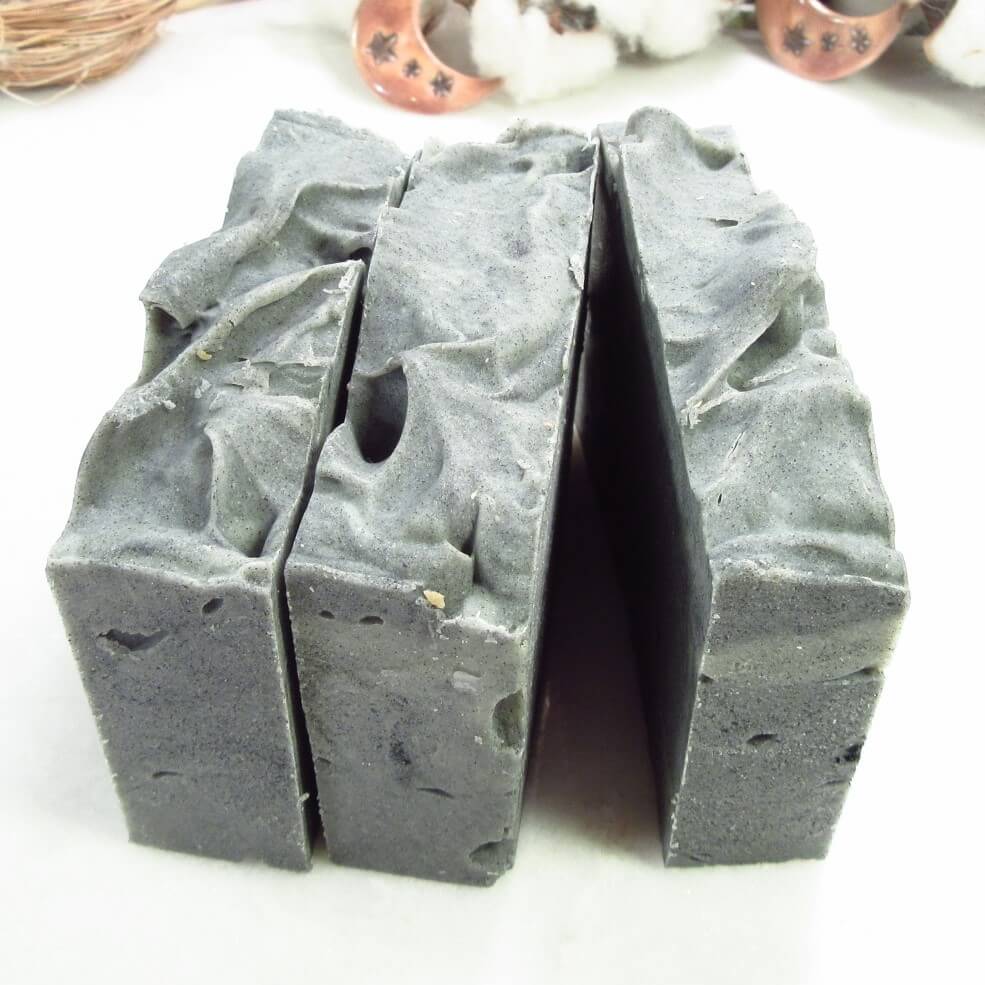 activated charcoal soap side view
