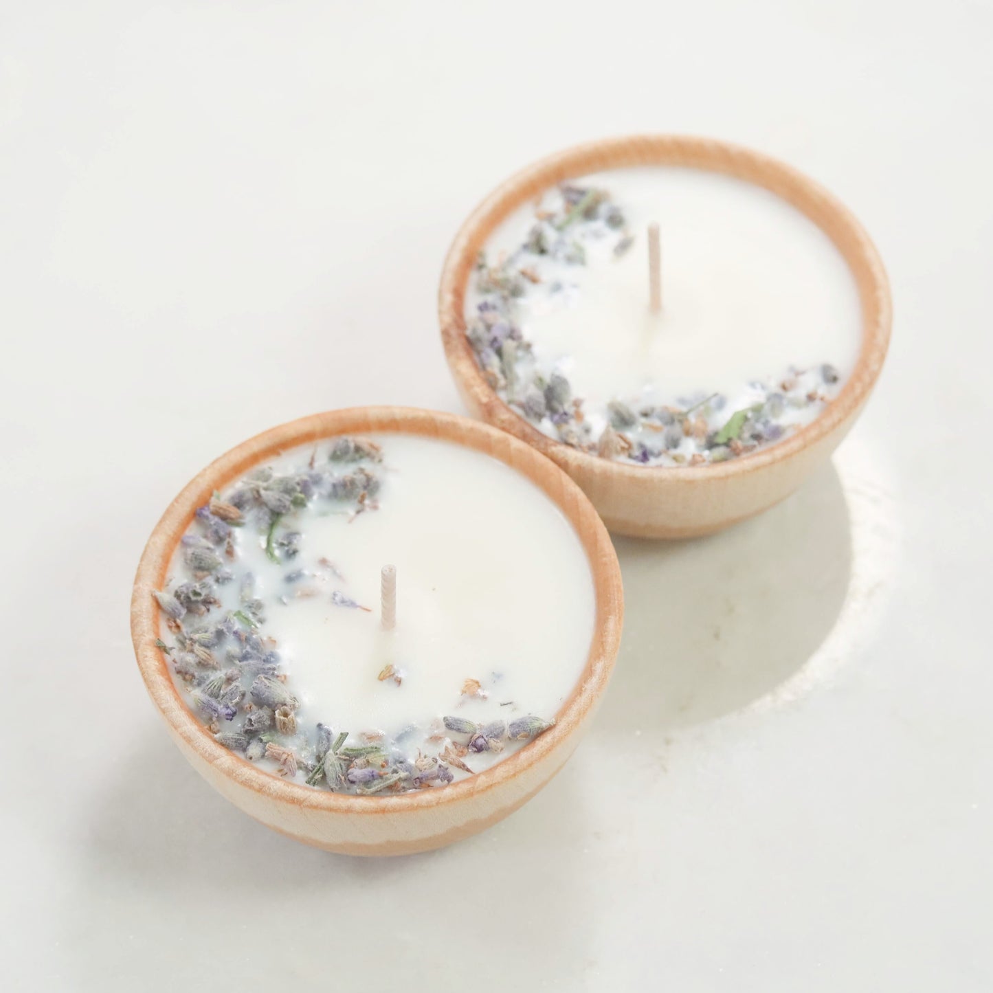 small wooden candles set of 2 lavender