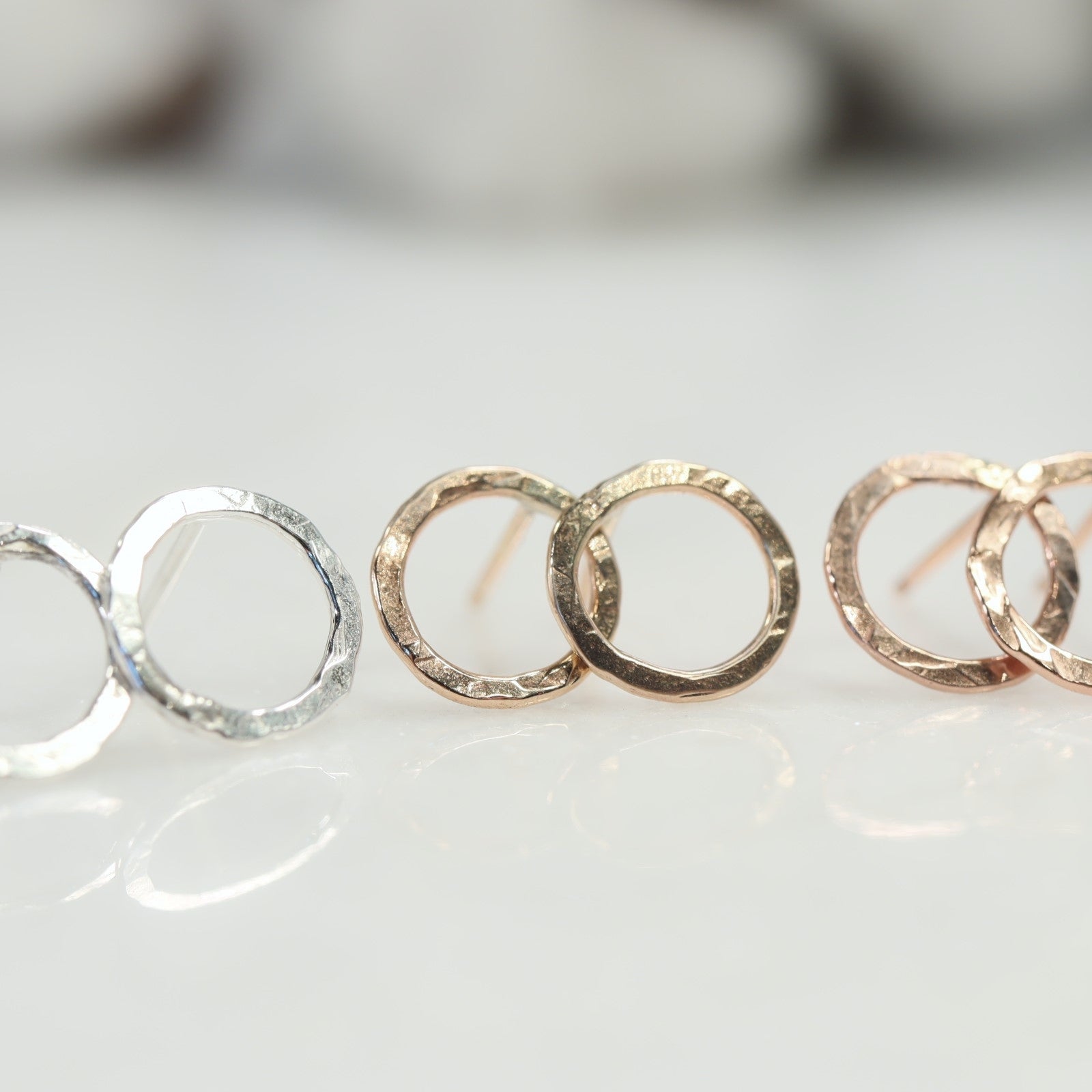 hammered circle post earring colors