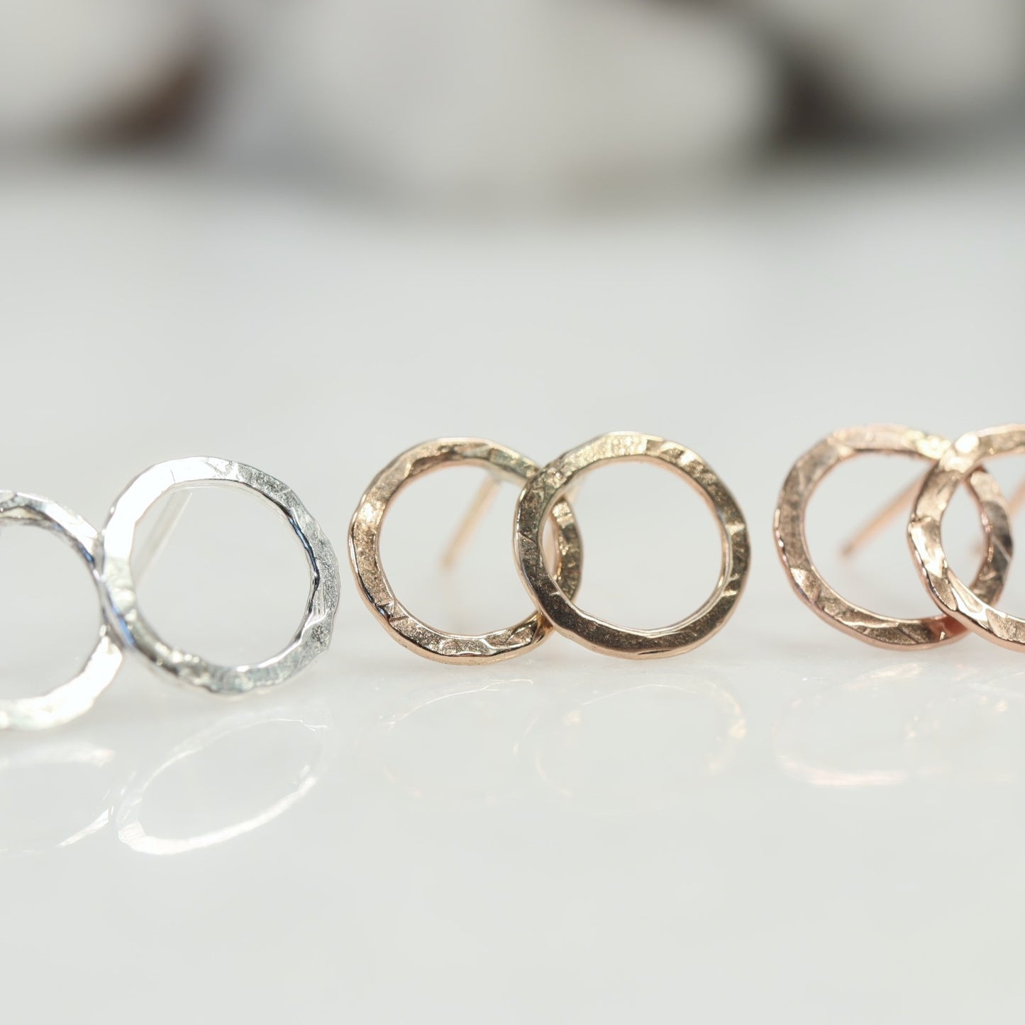 hammered circle post earring colors