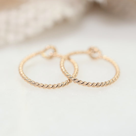 gold dot twist hoop earrings